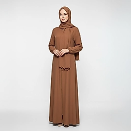 Kendinden Şallı Namaz Elbisesi Kiremit