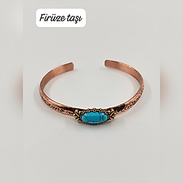 Firuze Taşlı Bakır Bileklik