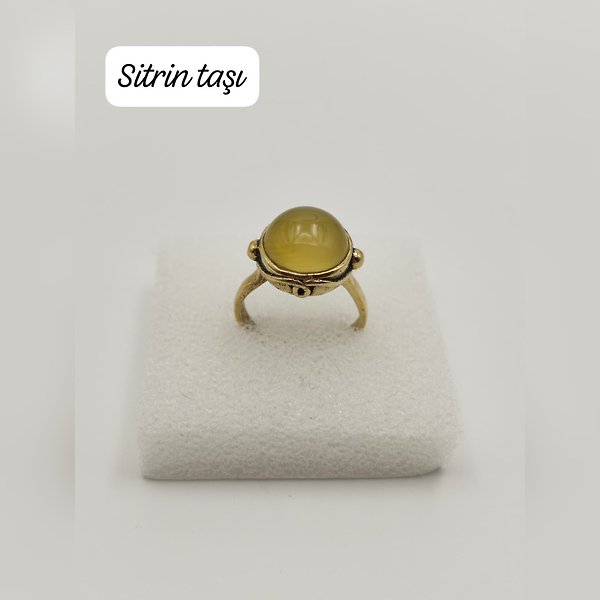 Bronz Kaplama Sitrin Taşı Yüzük