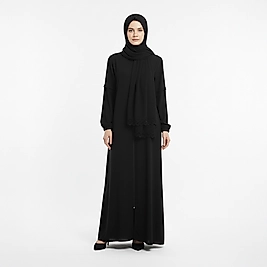 Kendinden Şallı Namaz Elbisesi Siyah