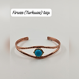 Firuze (Turkuaz) Taşlı Bakır Bileklik