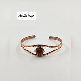 Akik Taşlı Bakır Bileklik