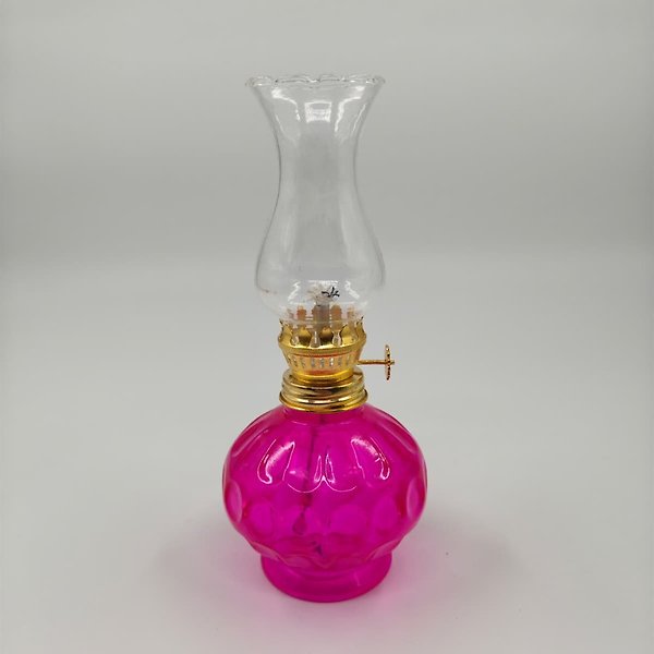 Renkli Klasik Cam Gaz Lambası 20 cm Pembe