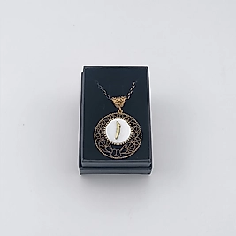 Bronz Zincirli El Yapımı Sedef Taşı Elif Kolye