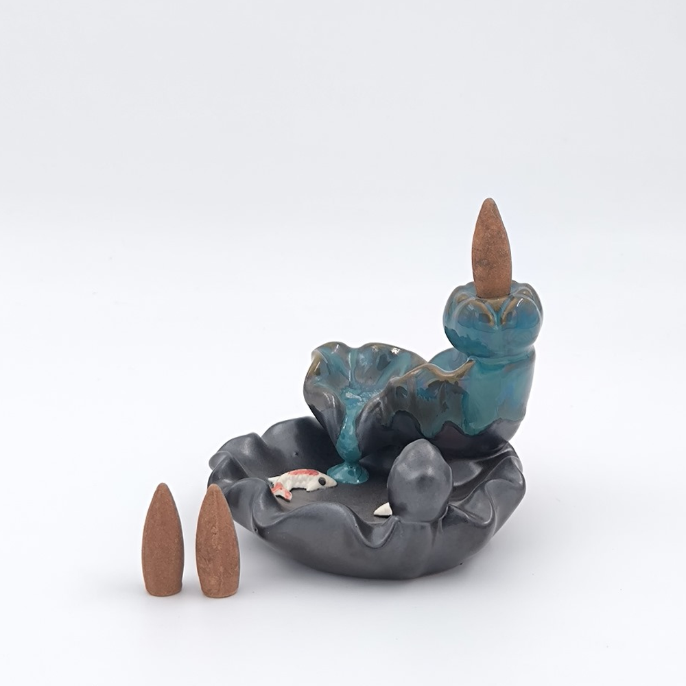 İthal Seramik Japon Balıklı Geri Akış & Çubuk Tütsülü