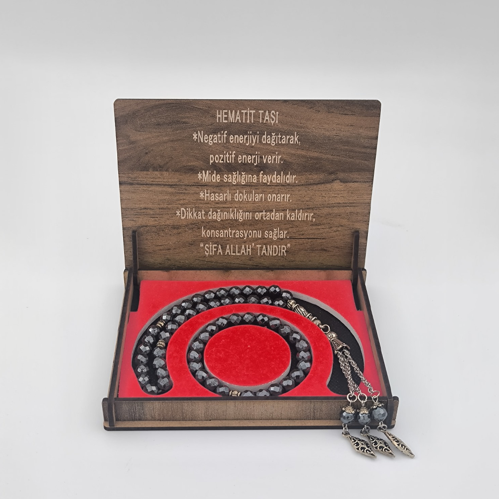 Hematit Taşı Faset Kesim Tesbih ve Bileklik Seti