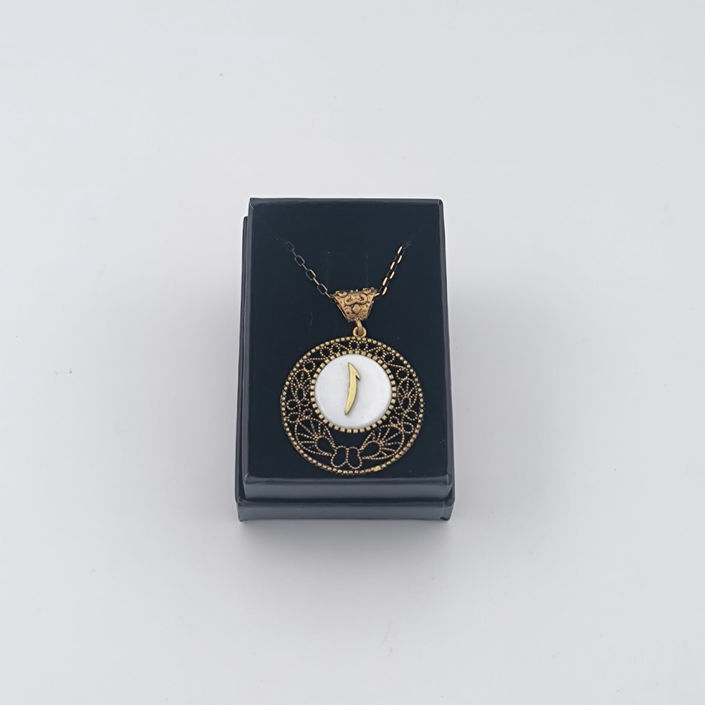 Bronz Zincirli El Yapımı Sedef Taşı Elif Kolye