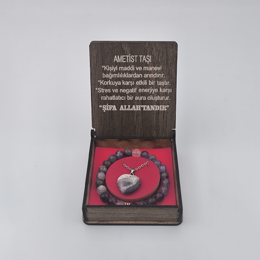 Ametist Taşı Kolye ve Bileklik Seti