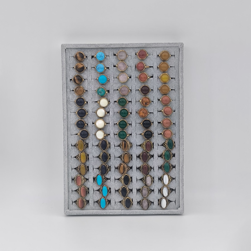 Ayarlanabilir Bronz Yüzük – Doğal Taşlı El Yapımı