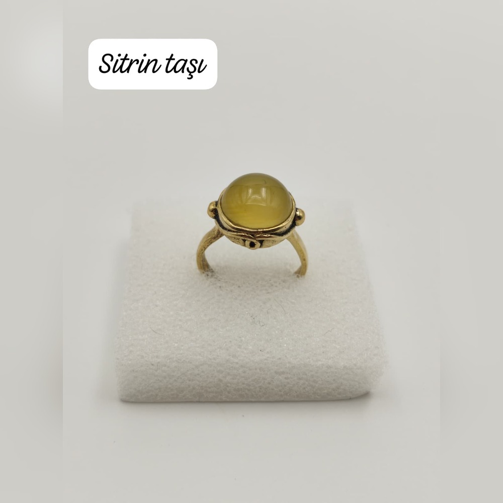 Bronz Kaplama Sitrin Taşı Yüzük
